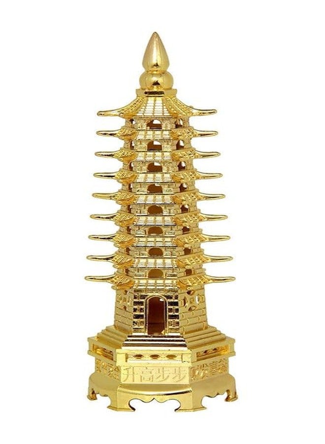RCW Feng Shui Vastu Education Pagoda Tower 9 Layers Education Skills, Students Memory & Concentration Study Desk Table Rakshabandhan Gifting Brother Sister (Metal Golden Finish, 13 Cm) - Image 1
